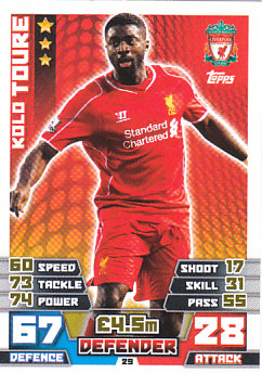 Kolo Toure Liverpool 2014/15 Topps Match Attax #29